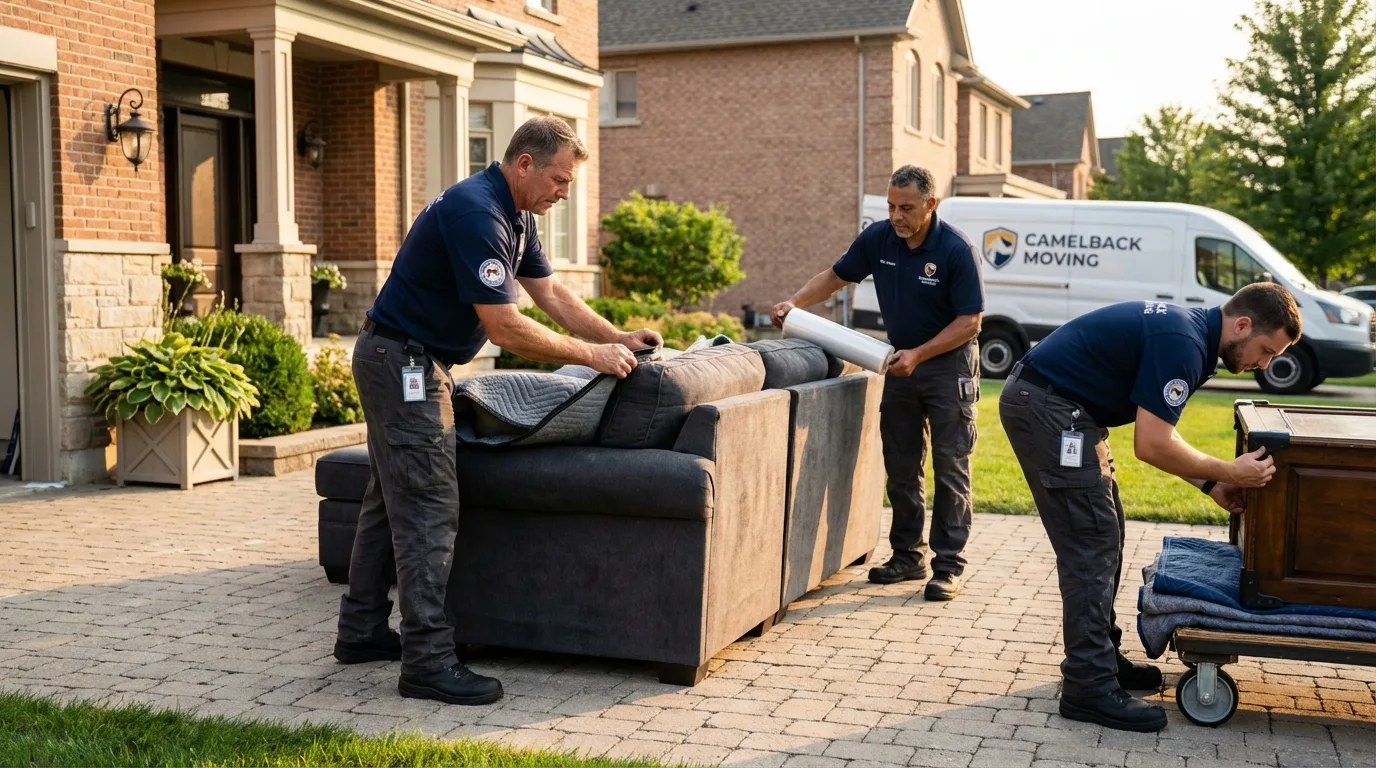 Large estate moving crew wrapping furniture in Tonganoxie, KS
