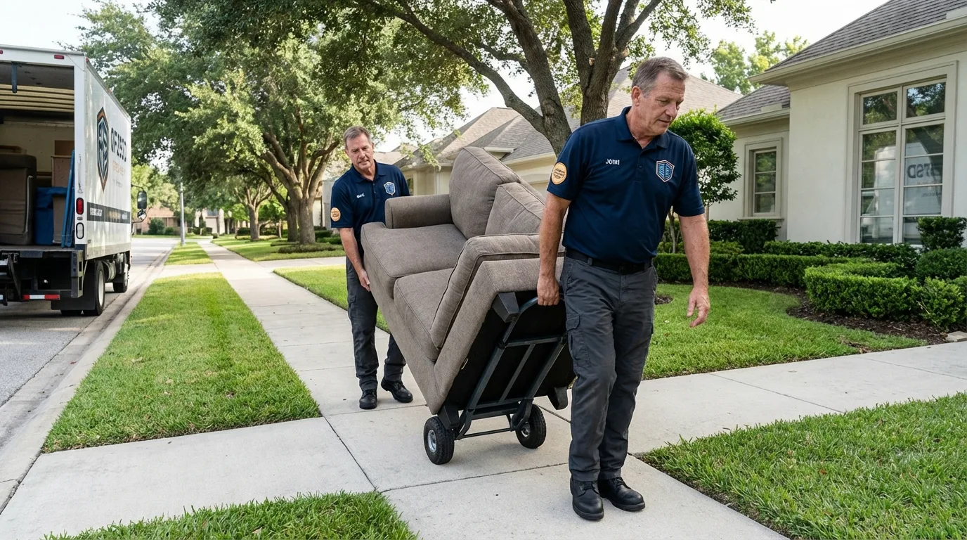 Local residential moving crew loading furniture in Tonganoxie, KS