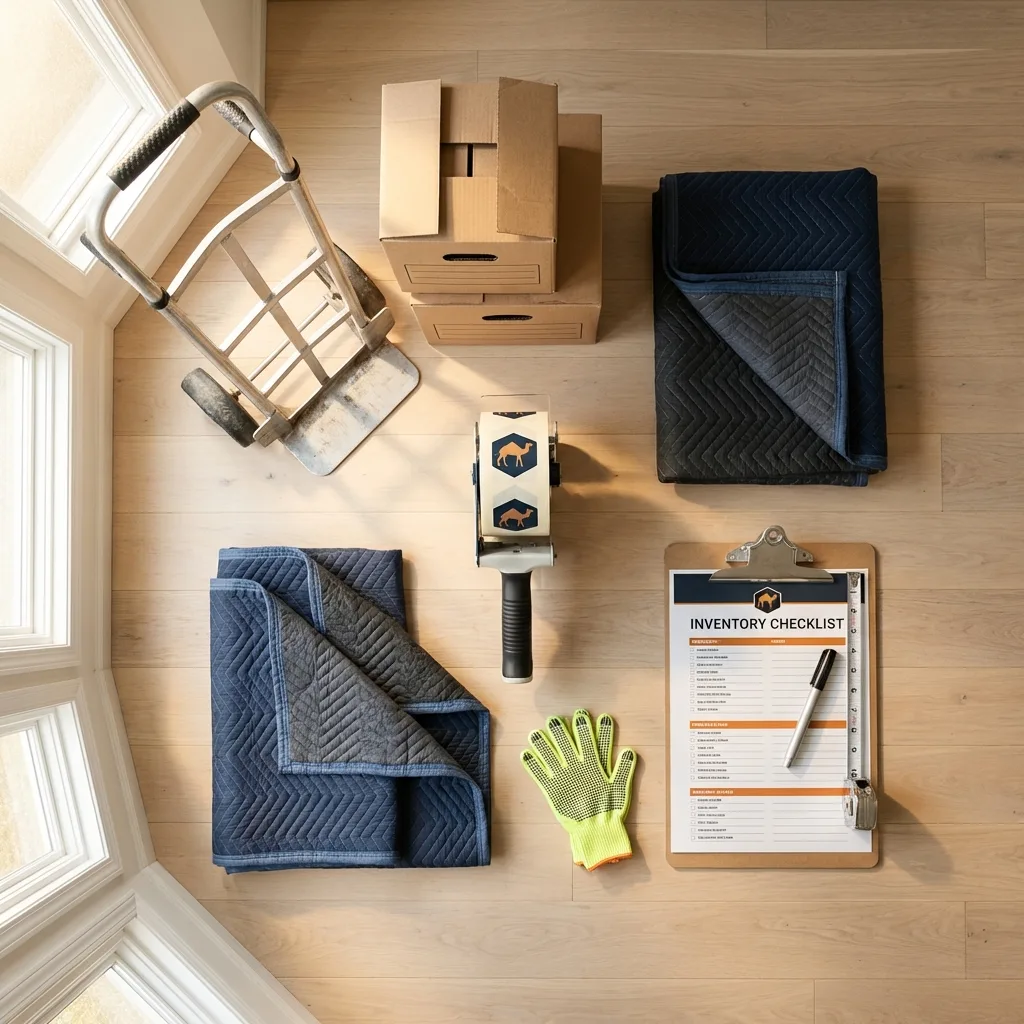 Professional moving supplies and packing materials layout for Tonganoxie residential relocations